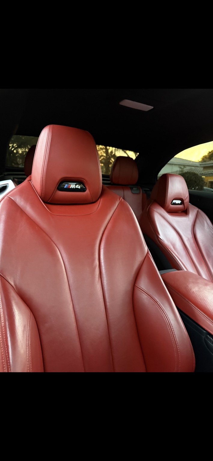 Red leather BMW interior detail